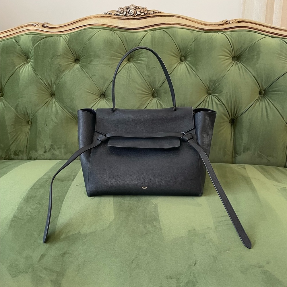 CELINE Grained Calfskin Small Belt Bag in Black